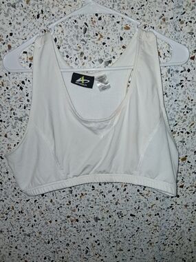 Athletech White Racerback Sports Bra with Mesh Panels